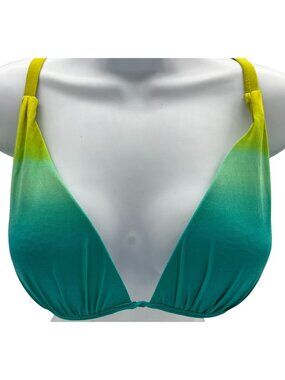 Leilani Womens Triangle Bikini Top Size 14 Gradient Teal Plunge V-Neck Swimwear